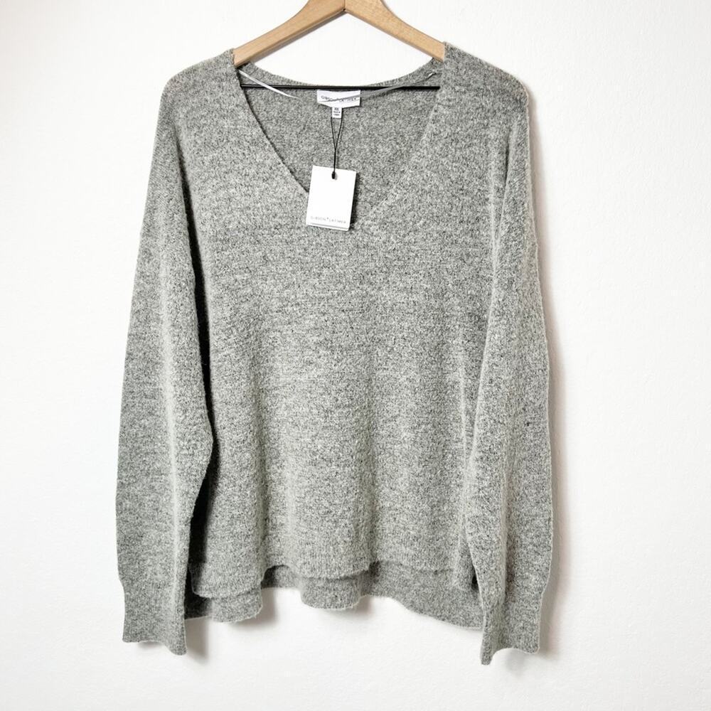 Gibson Lather Grey V-neck Sweater Top Size XXL Brand New